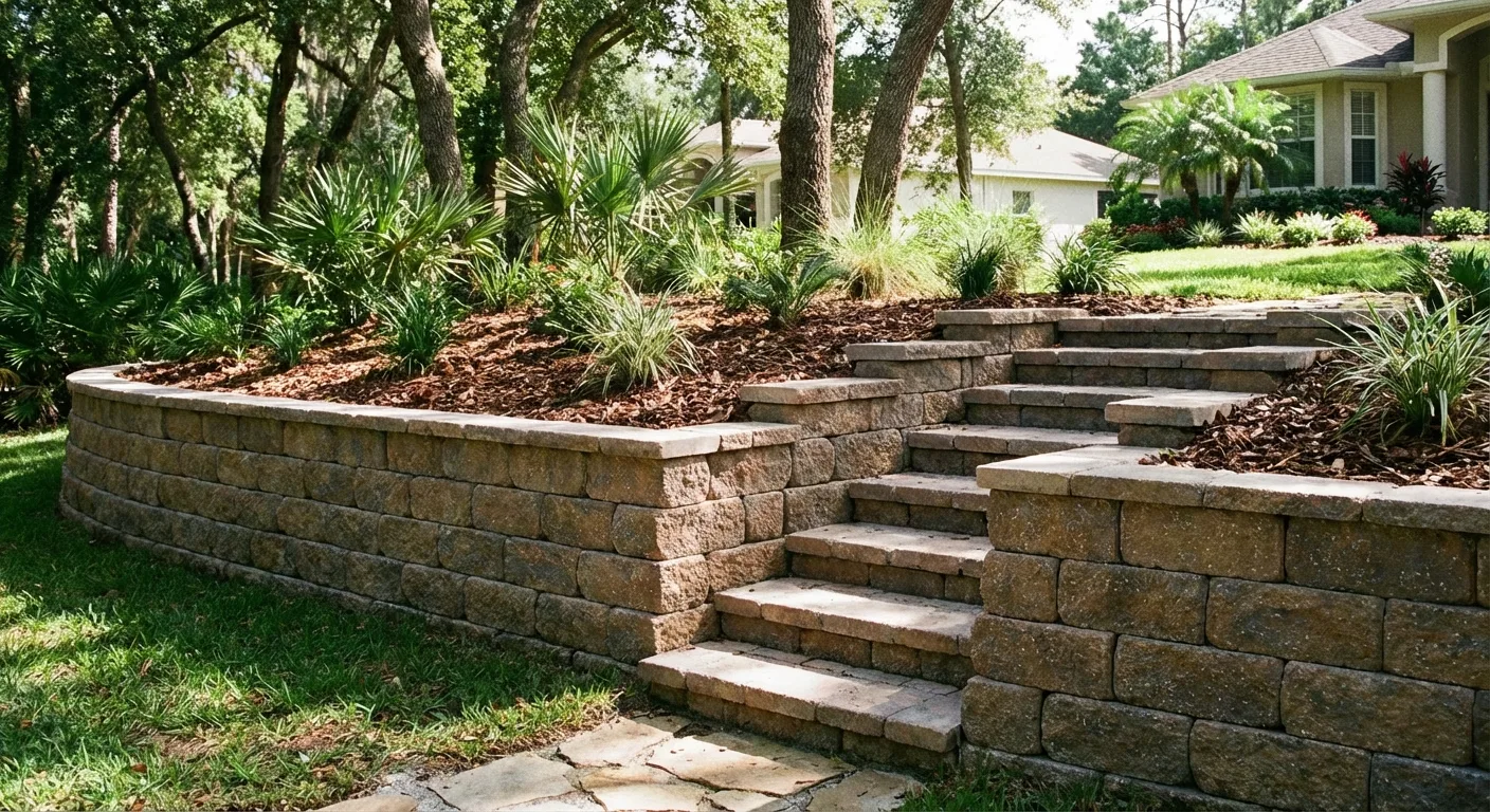 concrete retaining wall steps Brooksville FL